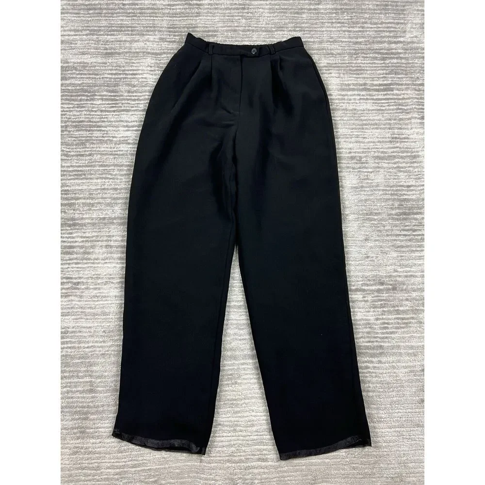 Worthington Petite Pants Womens 10P Black Lined Dress Pleated Casual‎